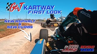 GampJ Kartway Repave  FIRST LOOK  Elliot Bokeno  KA100  Configuration 1B  New Asphalt amp Curbing [upl. by Ydnih567]