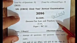 Income tax Bcom 2nd year question paper 2023 annual examination  hpu [upl. by Sobel]