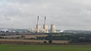 Ferrybridge Power Station Watch the moment the chimney stacks are demolished  Drone footage [upl. by Xela]