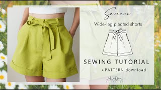 DIY Savanna Pleated Wideleg Shorts PDF PATTERN [upl. by Aarika]