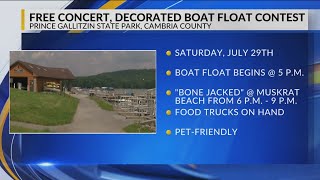 Prince Gallitzin State Park Free concert boat float [upl. by Ahsim]