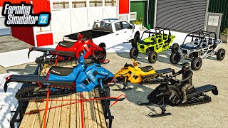 NEW SNOWMOBILES FOR THE POWERSPORTS STORE 20000 POLARIS RAZORS amp MORE  FS22 [upl. by Saire]