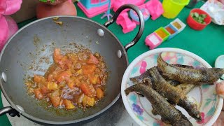 Miniature Yummy Taki fish curry recipe Mini Taki Macher bhuna Mini Cooked foods [upl. by Acinnor]