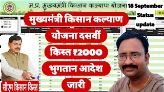 Mukhymantri Kisan Kalyan Yojana status updateदसवीं किस्त भुगतान के आदेश जारी सीएम किसान किस्त [upl. by Akiram]