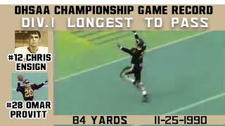 WGH Classic Moments  OHSAA Championship Game Record  Div1 Longest TD Pass  1990 84 yrds [upl. by Aenit]