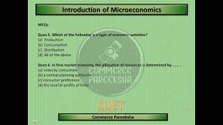 CUET UG COMMERCE  ECONOMICS  INTRODUCTION TO MICROECONOMICS  MCQs [upl. by Oswald]