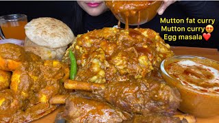 ASMR EATING MUTTON FAT CURRYMUTTON CURRYEGG MASALALUCHIPURI FOOD VIDEOS EATING SHOW spiceasmr [upl. by Nadruoj]