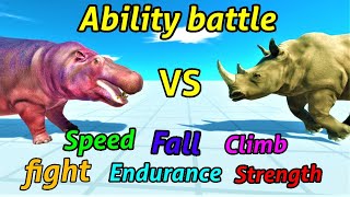 Battle ability Rhinoceros vs Hippopotamus ARBS animal revolt battle simulator [upl. by Floria]