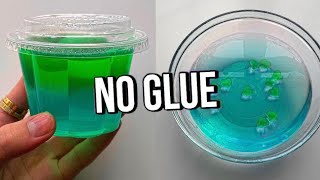 Testing VIRAL NO GLUE SLIMES How to make DIY NO GLUE slimes WATER SLIME amp 1 ingredient slime [upl. by Nappy]