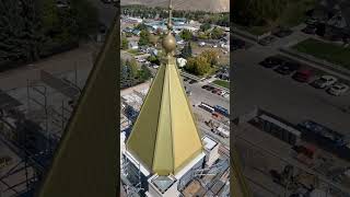 Temple spire…100’ in the air Stainless Steel Brass and Zinc assembly weighs nearly 10k pounds [upl. by Eppesiug881]