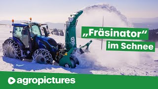 NG Green Fräsinator Schneefräse mit Valtra N174 im Winterdienst  Agropictures Technik Check [upl. by Etheline]