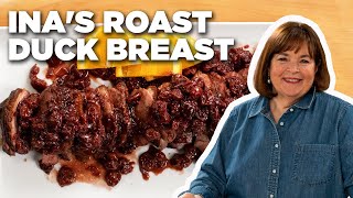 Ina Gartens Roast Duck Breast with Cherries and Port  Barefoot Contessa  Food Network [upl. by Erland]