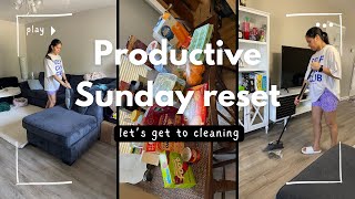 PRODUCTIVE SUNDAY RESET vlog 🧺 washing my sheets cleaning my apartment🧹 groceries and more [upl. by Garwin]