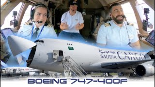 Pilot Natacha amp Captain Giovanni Saudia Air Atlanta B747 Cockpit Movie LiegeJeddah AIRCLIPScom [upl. by Aleiram943]