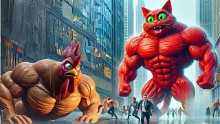 Catzilla Vs Rooster zilla Ultimate Fight [upl. by Idnic]