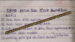 dbms important question unit wise jntuk r20 imp questionampans link in description [upl. by Tomchay]