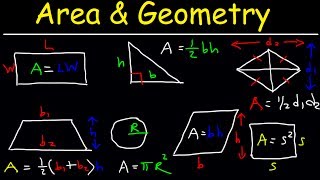 Area of a Rectangle Triangle Circle amp Sector Trapezoid Square Parallelogram Rhombus Geometry [upl. by Eicul]