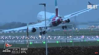 Planes struggling to land during Storm Nelson at Heathrow Airport [upl. by Venable]