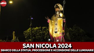 SAN NICOLA 2024  SBARCO DELLA STATUA PROCESSIONE E ACCENSIONE LUMINARIE IN PIAZZA DEL FERRARESE [upl. by Nallac872]