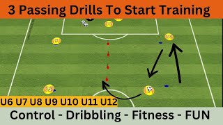 3 FootballSoccer Passing Drills  Control Dribbling Warm up U6 U7 U8 U9 U10 U11 U12 soccer training [upl. by Shiroma]