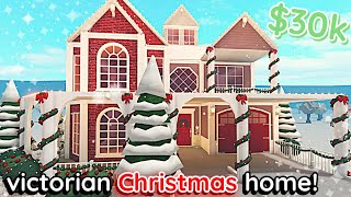 Victorian CHRISTMAS 30k Bloxburg House Build 2 Story Exterior Tutorial [upl. by Tnahs911]