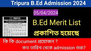 Tripura BEd Merit List published 2024BEd Admission [upl. by Sidoeht]