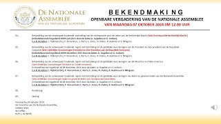 07 OKTOBER 2024  OPENBARE VERGADERING VAN DE NATIONALE ASSEMBLEE [upl. by Srini]