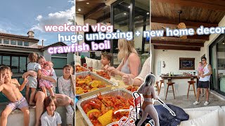 baby girls first crawfish boil new home decor  huge unboxing [upl. by Anneuq]