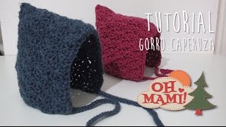 Gorro caperuza o capota tipo PIXIE a crochet para bebé  0 a 3 meses [upl. by Ahsienat]