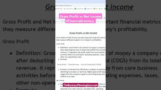 Business Planning Net Income vs Gross Profit businessplanner businessplan financialprojections [upl. by Ycul873]