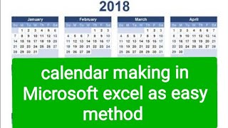 calendar 2018 making in Microsoft excel [upl. by Aysa281]