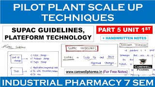 SUPAC Guidelines  Plateform technology  P5 U1  Pilot plant scale up techniques  IP2  CP [upl. by Barnaba254]