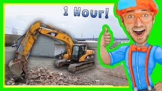 Excavators for Children with Blippi  1 Hour Long Children’s Show [upl. by Niwhsa]