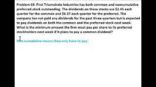 Chapter 07 Problem 03 Non Cumulative Preferred Dividends [upl. by Felipe]