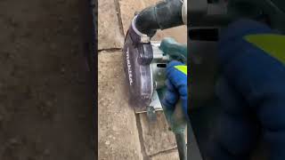 Raking out paving joints using a Makita 4100KB masonry saw with an 8mm diamond disc [upl. by Eberly]