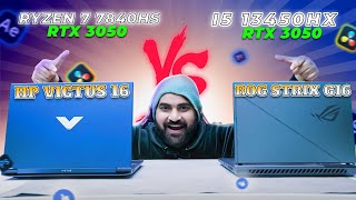 Rog Strix G16 i5 13450HX Vs HP Victus Ryzen 7 7840HS  RTX 3050  Who Will Win [upl. by Anehc]