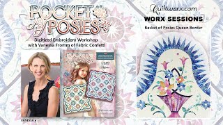 Pocket Full of Posies Border Digitized Embroidery Video [upl. by Broeder28]