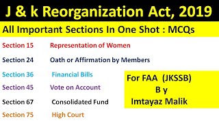 MCQs of JampK Reorganisation Act 2019  FAA  JKSSB [upl. by Longan202]