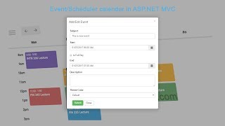 CRUD operation on fullcalendar in ASPNET MVC [upl. by Cawley]