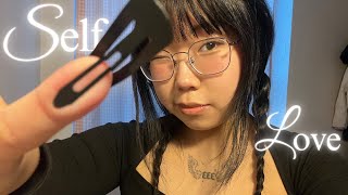 ASMR Tracing your face with a Hair Clip  Complimenting you❤️ real camera touching [upl. by Hedvah]