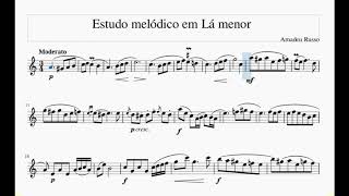 Estudo melódico em La menor do método Amadeu Russo  partitura com metronomo  Sax alto em Mi bemol [upl. by Ettie91]