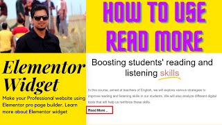 How to setup Read More option in wordpress website using Elementor widget  Yeasins tricks [upl. by Jeanette]