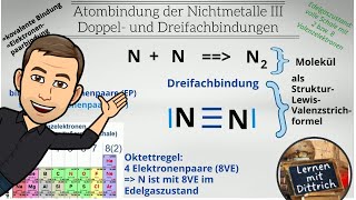 Die Atombindung III  Doppel und Dreifachbindung mit Oktettregel [upl. by Antonie]