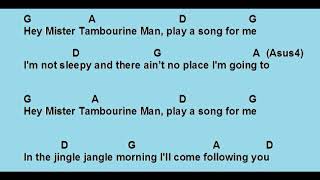 Mr Tambourine Man  Chords amp Lyrics  Guitar Play Along Performed by Tom Petty amp Roger McGuinn [upl. by Werdna]