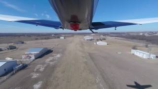 Mooney M20J Grass Field Take Off and Landing External Views [upl. by Eidur]