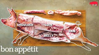 How to Butcher an Entire Pig Every Cut of Pork Explained  Handcrafted  Bon Appetit [upl. by Danaher362]