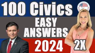 2024 100 Civics Questions and answers in RANDOM Order amp SIMPLEST ANSWERS  REPEAT 2X [upl. by Ejroj]