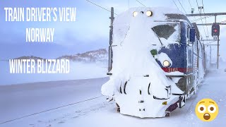 4k CAB VIEW Train Plows Through Winter Blizzard Like A Boss [upl. by Llednyl]