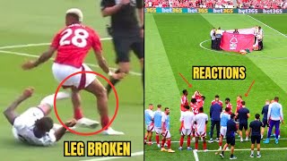 Nottinghams Danilo Horrible Injury vs Bournemouth 😳😢  Leg Broken  Angel Gomes  Fans Reaction [upl. by Joell]