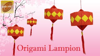 Cara Membuat Origami Lampion Dari Kertas  Origami Lampion  Lantern Origami [upl. by Srevart]